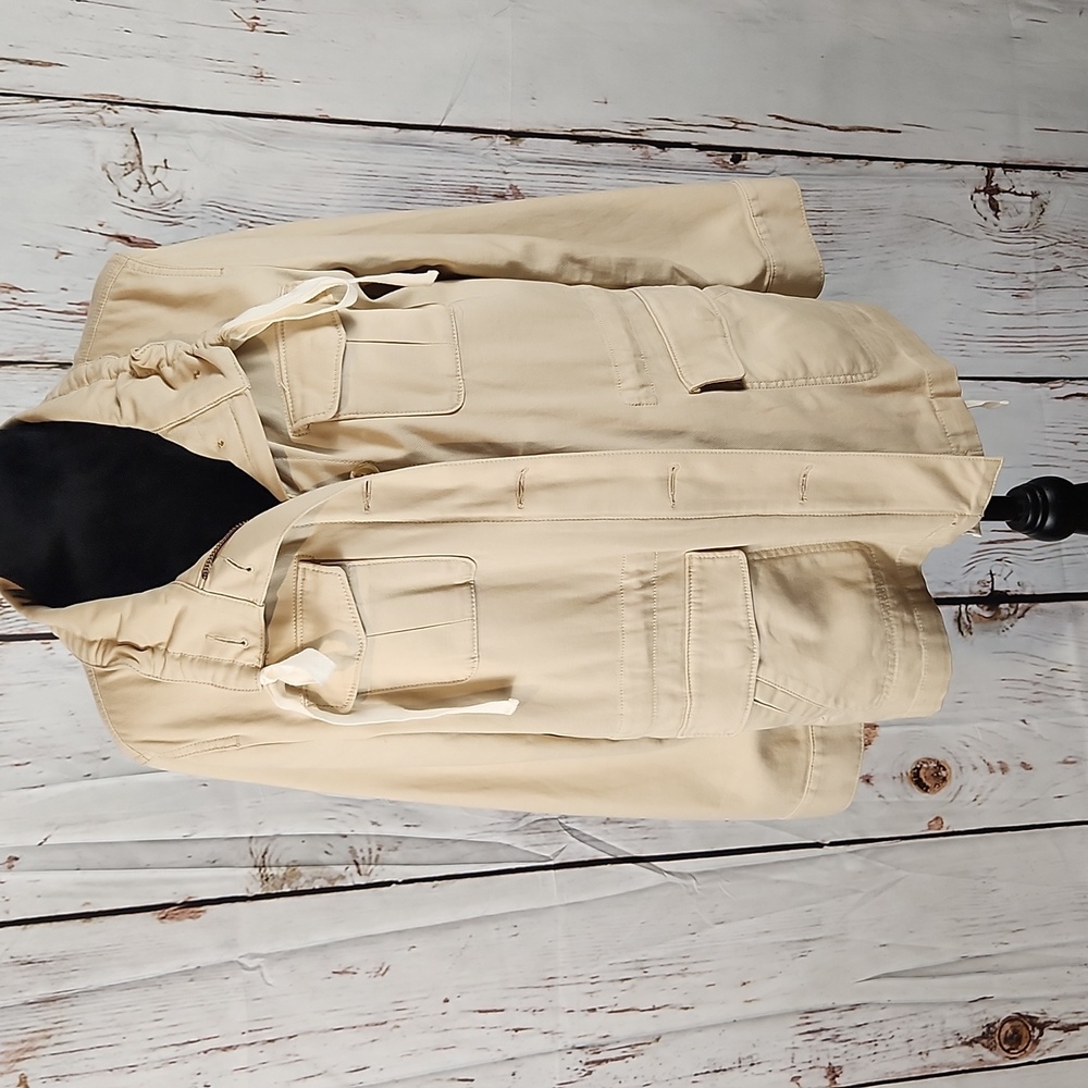 Talbots Tan Utility Jacket Internal Drawstring M … - image 1